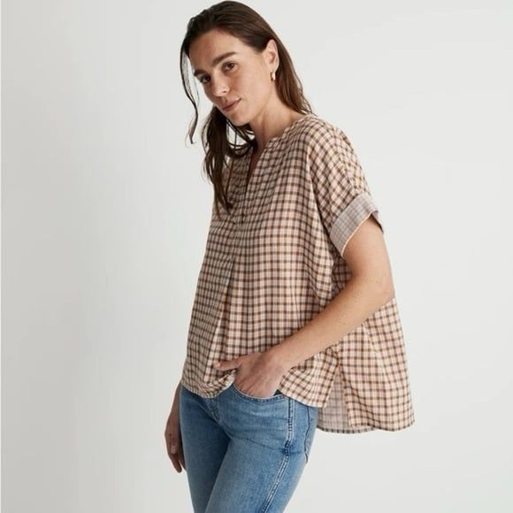 Madewell Tops - Madewell Shirt Women's Lakeline Popover Shirt Double Face Gingham Check Large
